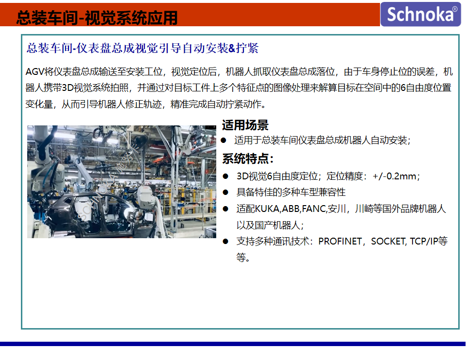 总装车间-仪表盘总成视觉引导自动安装及拧紧